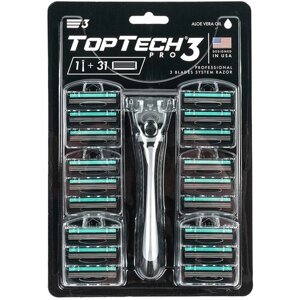 Бритва TopTech Pro 3 + 31 сменных кассет, 3 лезвия.