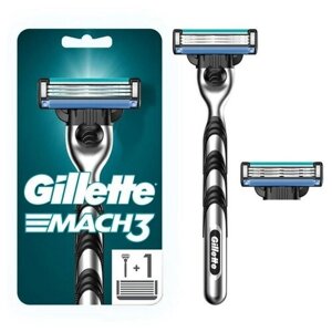 Бритвенный станок Gillette Mach3 + 2 сменные кассеты, 3 лезвия