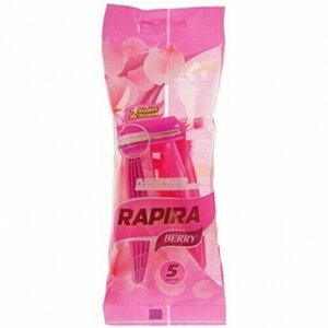 Бритвенный станок RAPIRA Berry женский одноразовый 2 лезвия, упаковка 5шт, 3 упаковки