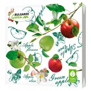 Bulgaree Green (Салфетки бумажные, Наливные яблочки, 3 слоя, 100 шт) - 3 шт.