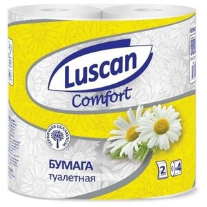 Бумага туалетная 2-слойная Luscan Comfort, белая с ароматом ромашки, 4 рул/уп