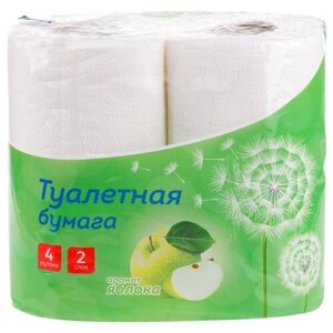 Бумага туалетная 2-слойная OfficeClean "Яблоко", белая, 14.5м, 4шт, тиснение (300439)
