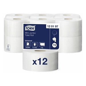 Бумага туалетная 200 м, комплект 60 шт, TORK (Система Т2), Universal, 120197