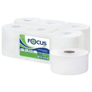 Бумага туалетная Focus Eco Jumbo, 1 слойн, 450 м/рул, тиснение, белая