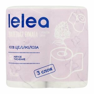 Бумага туалетная `LELEA` Deluxe 3-х слойная с ароматом сирени 4 шт