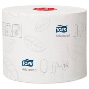 Бумага туалетная Tork "Advanced"Т6) 2-слойная, Mid-size рулон, 100м/рул, мягкая, тиснение, белая
