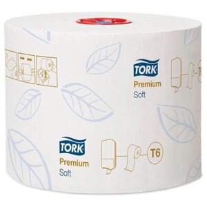 Бумага туалетная Tork "Premium"Т6) 2-слойная, Mid-size рулон, 90м/рул, мягкая, тиснение, белая, 27 шт.