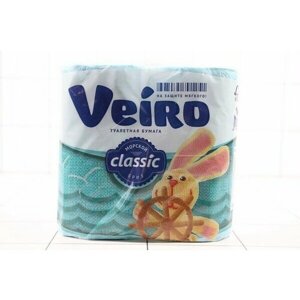 Бумага туалетная Veiro Classic голубая, 2 слоя, 4 рулона 5С24г