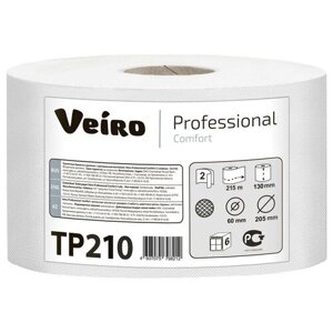 Бумага туалетная Veiro Professional "Comfort"Т8) 2-х слойн, 215м/рул, тиснение, белая: ТР210 штр: