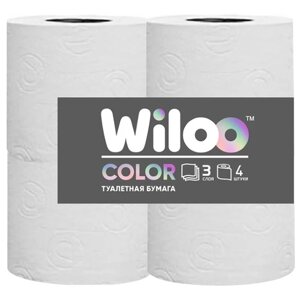 Бумага туалетная Wiloo белая 3сл 4шт