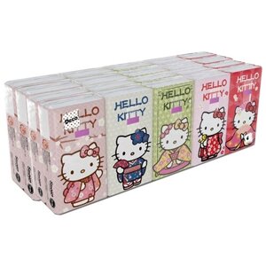 Бумажные платочки "Hello Kitty" с рисунком, 4 слоя, 20 пачек х 9 листов, 21х21 см
