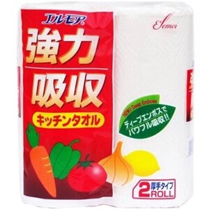 Бумажные полотенца для кухни "Kami Shodji"ELLEMOI" 50 отрезков, 1 упаковка, 2 рулона
