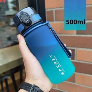 Бутылка для воды спортивная, 500 мл, Питьевая фитнес бутылочка с сито-фильтром, замком от проливания, сине-бирюзовый