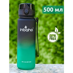 Бутылка для воды спортивная Inbaho 500 мл. черно-зеленый