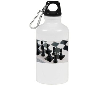 Бутылка с карабином CoolPodarok Шахматы Шахматная доска Черные фигуры