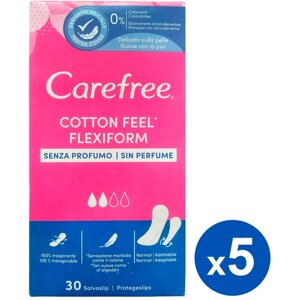 Carefree прокладки ежедневные FlexiForm без запаха, 2 капли, 30 шт., 5 уп.