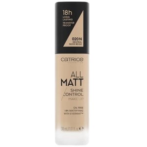 CATRICE Тональный крем All matt plus shine control, 30 мл, оттенок: 020 Nude Beige бежевый