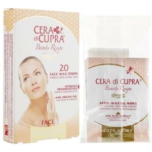 Cera di Cupra Face Wax Strips Восковые полоски для депиляции лица с аргановым маслом 20 шт