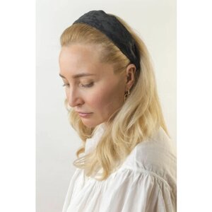 Черная широкополая повязка, ободок на голову /Женская однотонная Кружевная повязка для волос,