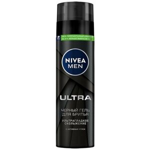 Чёрный гель для бритья Nivea Men Ultra, 200 мл