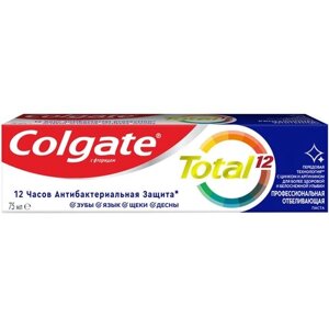 Colgate Total 12 Зубная паста Профессиональная Отбеливающая, 75мл, 6 упаковок