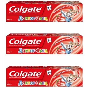 Colgate Зубная паста детская Доктор Заяц со вкусом клубники, 50 мл, 3 шт