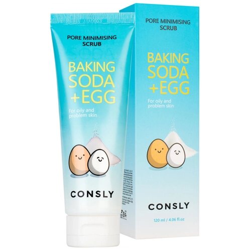 Consly Скраб с содой и яичным белком Baking soda & egg pore, 120 мл