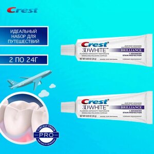 Crest 3D White профессиональная отбеливающая Brilliance Advanced Stain Protection зубная паста 2шт по 24гр