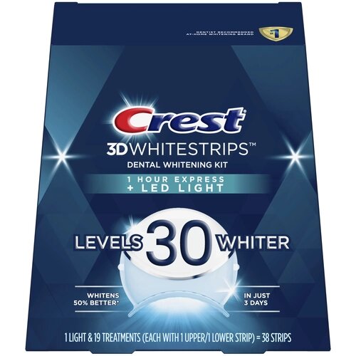 Crest 3D Whitestrips 1-Hour Express Plus LED Light – Отбеливающие полоски для зубов – Новинка 2023