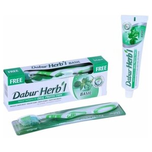 Dabur Набор Dabur Herb'l базилик: зубная паста, 150 г + зубная щётка