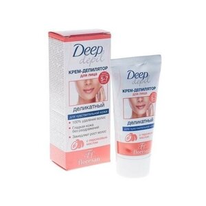 Деликатный крем-депилятор Floresan Deep Depil для удаления волос на лице с маслом персика, комплект 2 шт, 50 мл