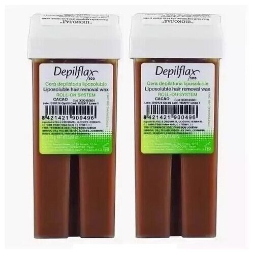 Depilflax100 Набор для депиляции воск шоколадный 900861D, плотный, 110 гр,2 шт)