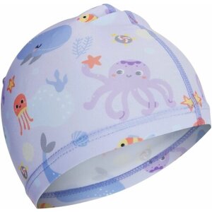 Детская тканевая шапочка "Подводный мир" для купания и плавания в бассейне, обхват 46-52 см, цвет сиреневый