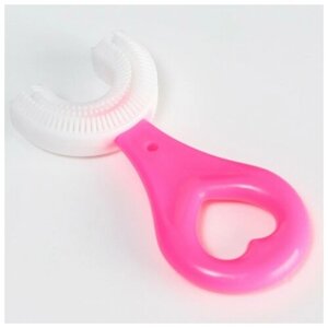 Детская зубная щетка-массажер, силикон, цвет розовый