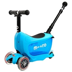 Детский самокат 3-колесный Micro Mini2go Deluxe Plus , голубой