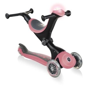 Детский самокат-беговел 3-колесный GLOBBER Go Up Deluxe Play Lights , пастельно-розовый