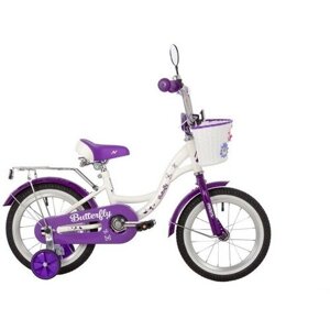 Детский велосипед Novatrack Butterfly 16" 2023 белый-фиолетовый (требует финальной сборки)