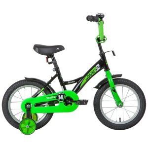 Детский велосипед Novatrack Strike 14 (2020) черный/зеленый 8"требует финальной сборки)