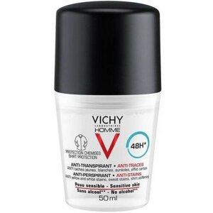 Дезодорант-антиперспирант шариковый Vichy Homme защита от пятен 48 часов, 50 мл