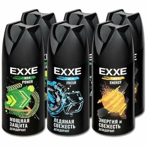 Дезодорант мужской спрей EXXE MEN Power, Fresh и Energy, 150 мл, 6 шт.