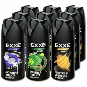 Дезодорант мужской спрей EXXE MEN Vibe, Power и Energy, 150 мл, 9 шт.