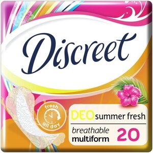 Discreet прокладки ежедневные Deo Summer Fresh Multiform, 1 капля, 20 шт.