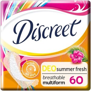 Discreet прокладки ежедневные Deo Summer Fresh Multiform, 1 капля, 60 шт.