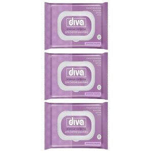 DIVA №25 влажные салфетки для снятия макияжа с пластиковым клапаном (3 уп в наборе)