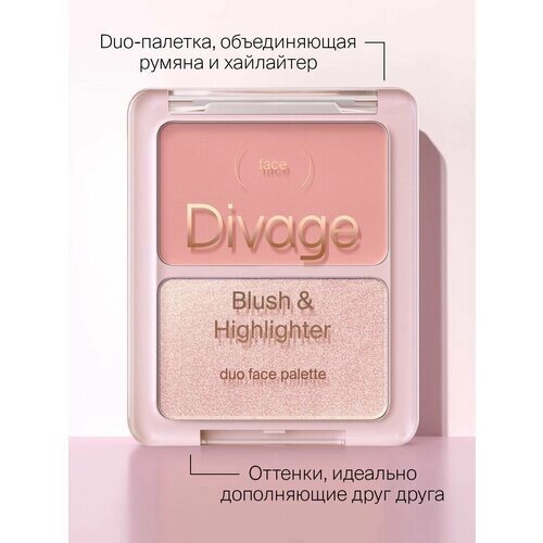 Divage Палетка для лица Blush & Highlighter Duo Face Palette, тон 02