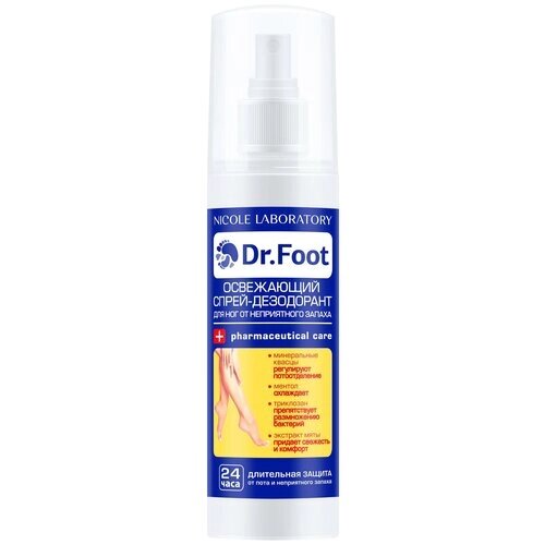Dr. Foot Освежающий спрей-дезодорант для ног от неприятного запаха, 150 мл