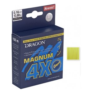 Dragon, Шнур Magnum 4X, 1000м, 0.22мм, 19.10кг, флюо-желтый