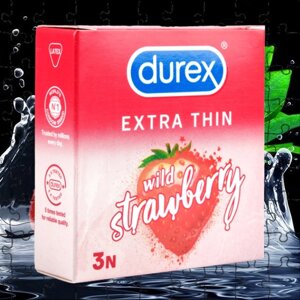 Durex Wild Strawberry Flavoured Condoms, презервативы со вкусом лесной клубники, Индия,1 упаковка из 3 штук.