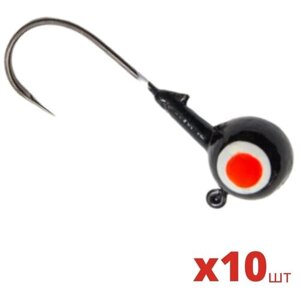 Джиг головка для рыбалки на крючке №2/0, джиг головка крашеная с глазком, цвет черный, 10 шт, 7г
