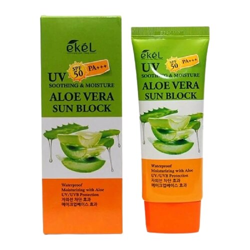 Ekel Ekel Смягчающий солнцезащитый крем с алое Soothing and Moisture Aloe Vera Sun Block SPF 50, 70 мл